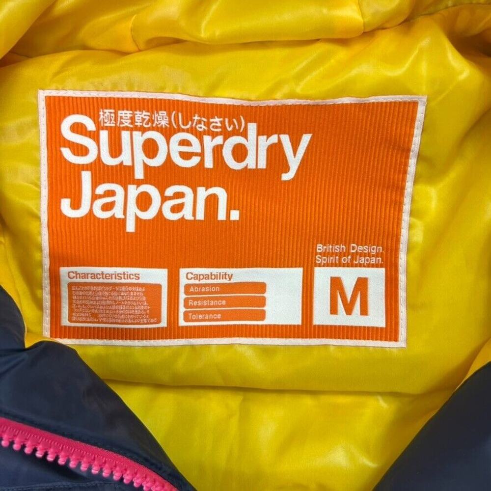 Superdry Japan Puffer Vest Womens M Blue Yellow Zip Up New Active Gorpcore - Picture 6 of 11